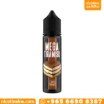 نكهة فيب ميجا تيراميسو Mega Tiramisu 60ml طعم كيك وقهوة، عبوة سوداء بشعار ميجا.
