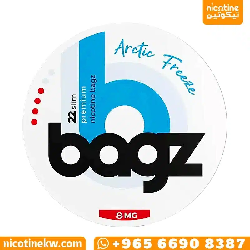 Bagz Arctic Freeze 8mg nicotine pouches can in white and blue