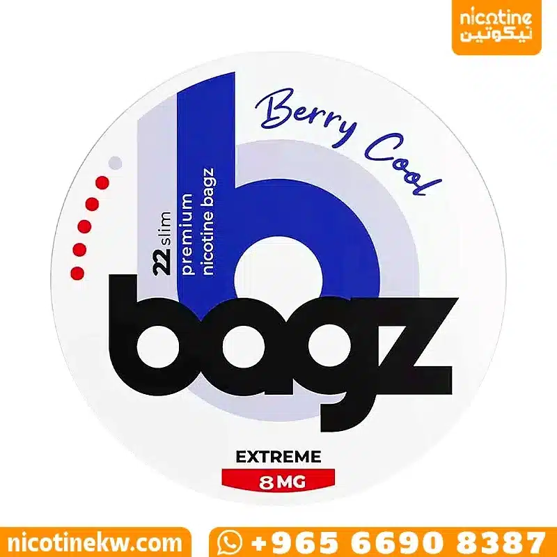 Bagz Berry Cool 8mg nicotine pouches can in red