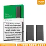 علبة بودات جول 2 كريسب منثول فيها بودان معبآن مسبقاً سعة 1.2ml وتركيز 18mg