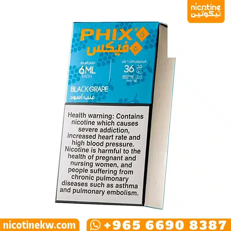 PHIX 6 Black Grape pre-filled pod pack, 6ml at 36mg for the PHIX 6 device