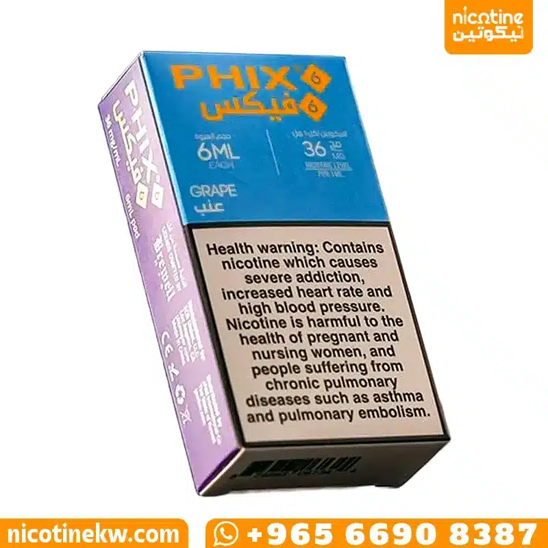 PHIX 6 Grape pre-filled pod pack, 6ml at 36mg for the PHIX 6 device
