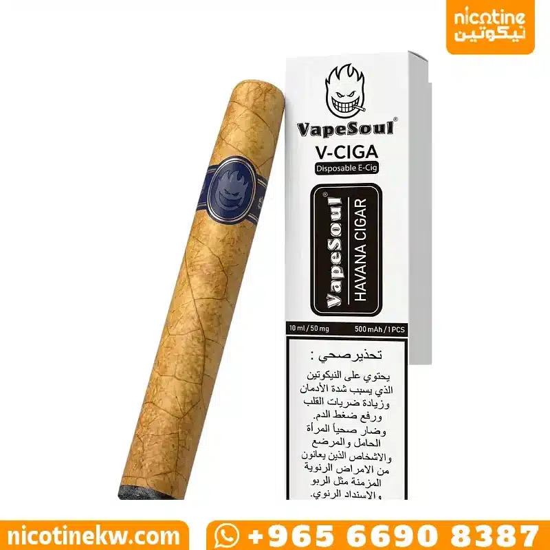 VapeSoul V-Ciga 4000 Puffs سحبة جاهزة فيب سول في سيجا بتصميم على هيئة سيجار
