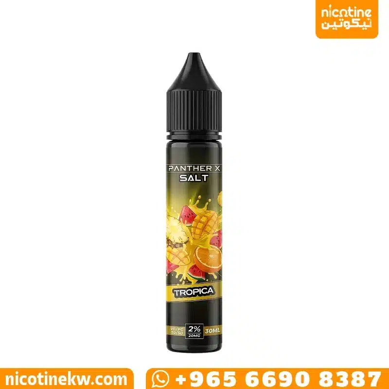 Panther X Tropica salt nicotine e-liquid bottle by Dr Vapes, 30ml