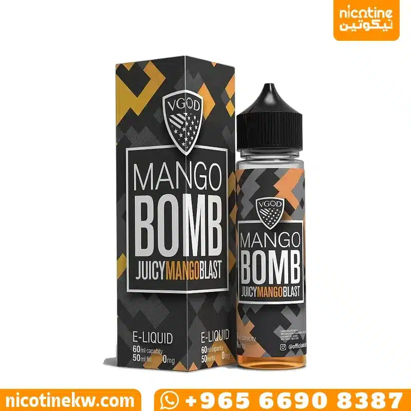 VGOD Mango Bomb zero nicotine 60ml e-liquid bottle with its box